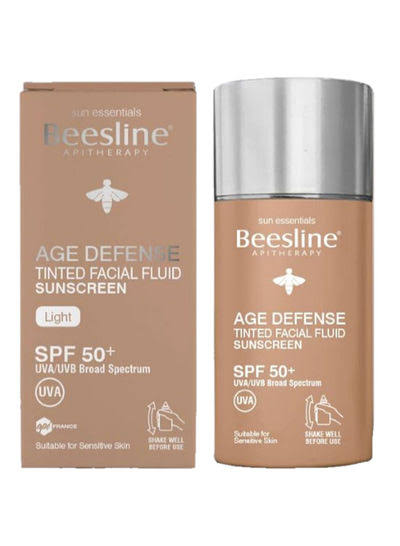 Beesline age defence tinted facial fluid light sunscreen