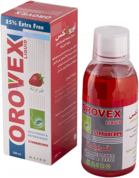 Orovex Strawberry Mouthwash for Daily Care of Teeth and Gums - 250 ml